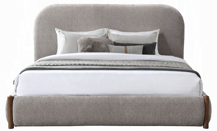 Acme BD04592Q Orane gray fabric padded queen bed set with footboard drawer