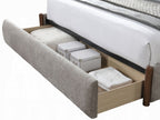 Acme BD04592Q Orane gray fabric padded queen bed set with footboard drawer