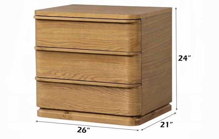 Acme BD04852-4PC Zoey oak finish wood beige fabric upholstered headboard modern queen bedroom set