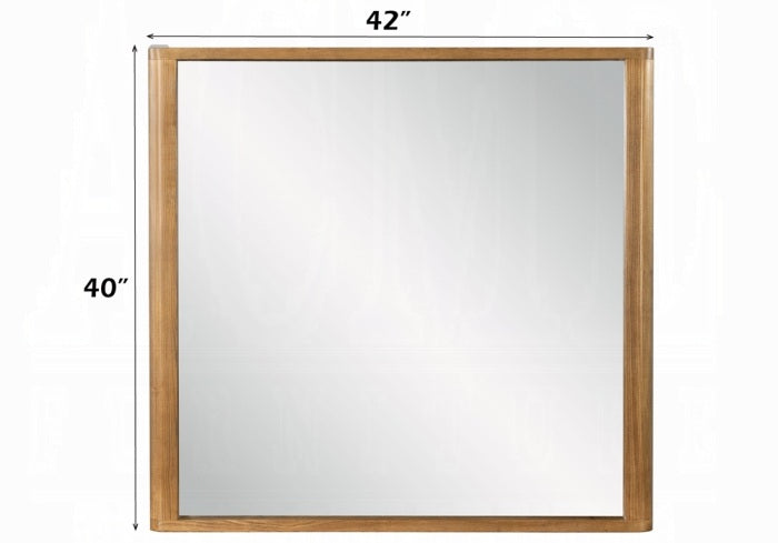 Acme BD04852-4PC Zoey oak finish wood beige fabric upholstered headboard modern queen bedroom set