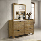 Acme BD04862-4PC Garcia light aspen brown finish wood grey fabric upholstered storage headboard modern queen bedroom set