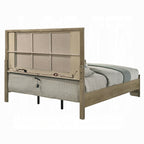 Acme BD04872-4PC Lakkari antique oak finish wood ribbed design headboard modern queen bedroom set LED lighting accents