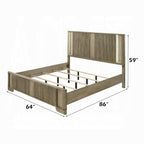 Acme BD04872-4PC Lakkari antique oak finish wood ribbed design headboard modern queen bedroom set LED lighting accents