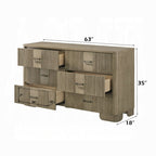 Acme BD04872-4PC Lakkari antique oak finish wood ribbed design headboard modern queen bedroom set LED lighting accents