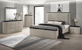 Acme BD04882-4PC Travonte beige finish wood grey linen fabric upholstered headboard modern ribbed accents queen bedroom set