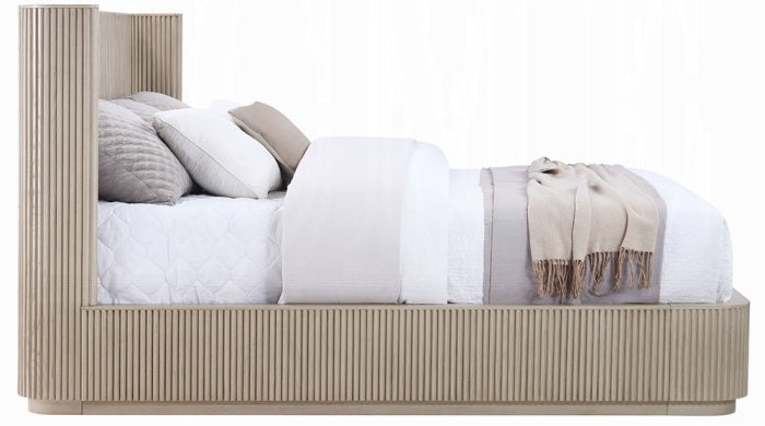 Acme BD05432-4PC Leanna light oak finish wood ribbed accents modern queen bedroom set