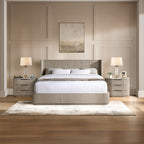 Acme BD05432-4PC Leanna light oak finish wood ribbed accents modern queen bedroom set