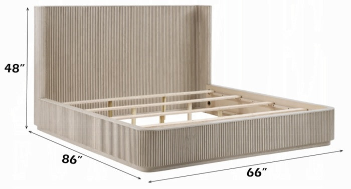 Acme BD05432-4PC Leanna light oak finish wood ribbed accents modern queen bedroom set