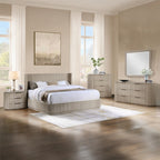 Acme BD05432-4PC Leanna light oak finish wood ribbed accents modern queen bedroom set