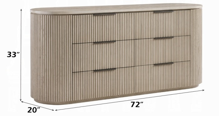 Acme BD05432-4PC Leanna light oak finish wood ribbed accents modern queen bedroom set