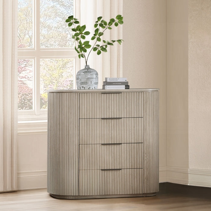 Acme BD05432-4PC Leanna light oak finish wood ribbed accents modern queen bedroom set