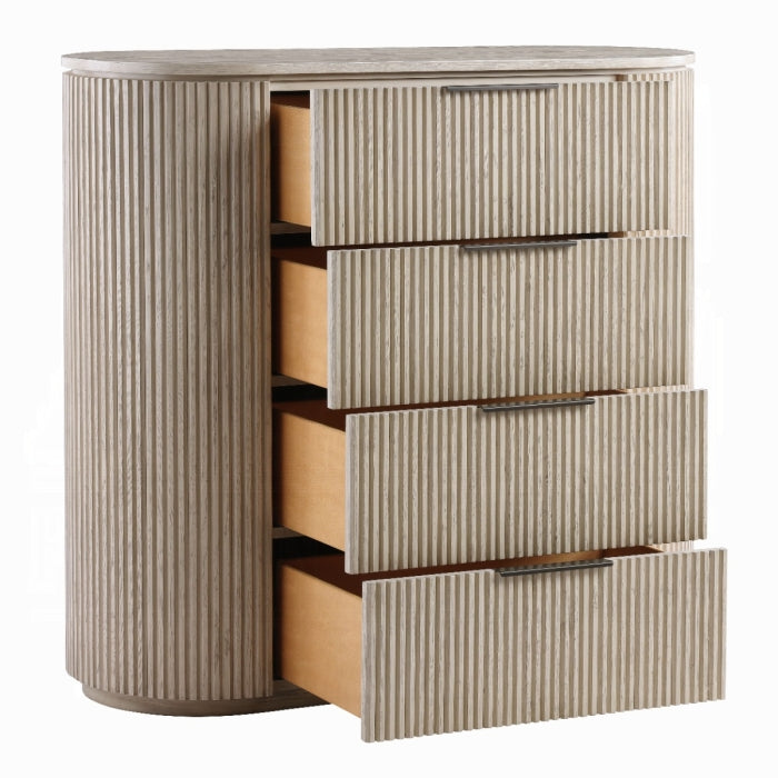 Acme BD05432-4PC Leanna light oak finish wood ribbed accents modern queen bedroom set