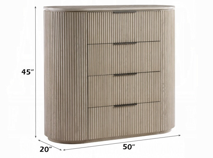 Acme BD05432-4PC Leanna light oak finish wood ribbed accents modern queen bedroom set