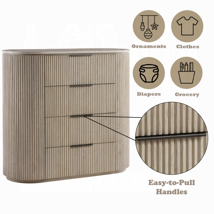 Acme BD05432-4PC Leanna light oak finish wood ribbed accents modern queen bedroom set