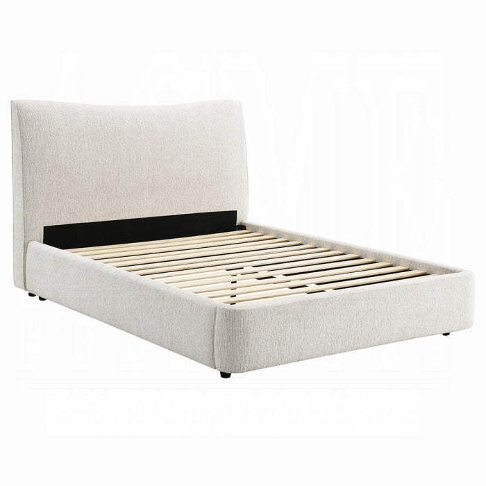 Renee Beige Chenille Fabric Upholstered Queen Platform Bed Set – BD05462Q