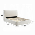 Renee Beige Chenille Fabric Upholstered Queen Platform Bed Set – BD05462Q