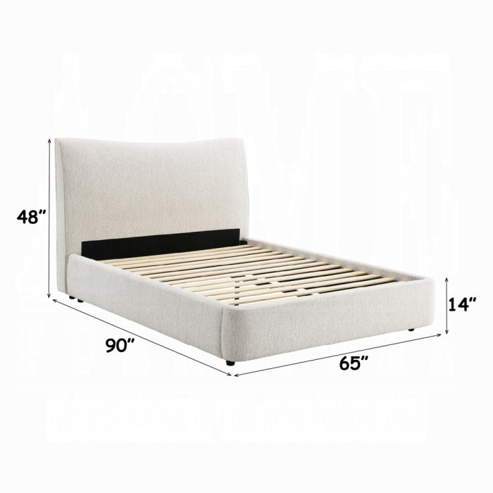 Renee Beige Chenille Fabric Upholstered Queen Platform Bed Set – BD05462Q