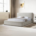Acme BD05852Q Boxter beige linen fabric upholstered queen platform bed set footboard storage bench