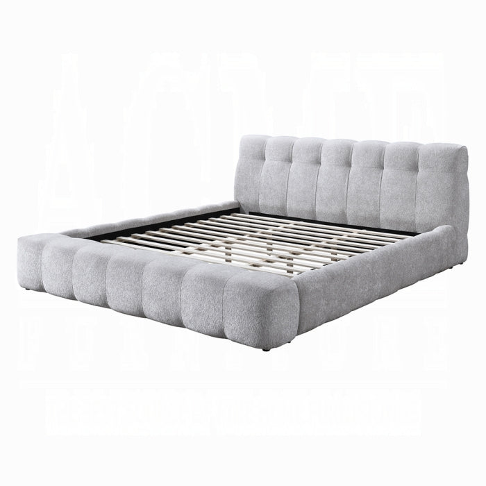Acme BD05862Q Hannah grey chenille fabric upholstered queen platform bed set