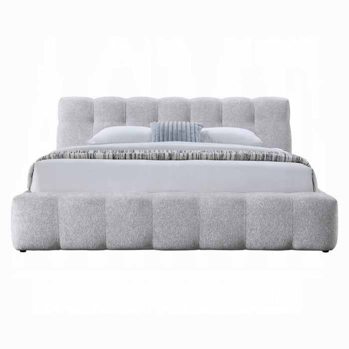Acme BD05862Q Hannah grey chenille fabric upholstered queen platform bed set