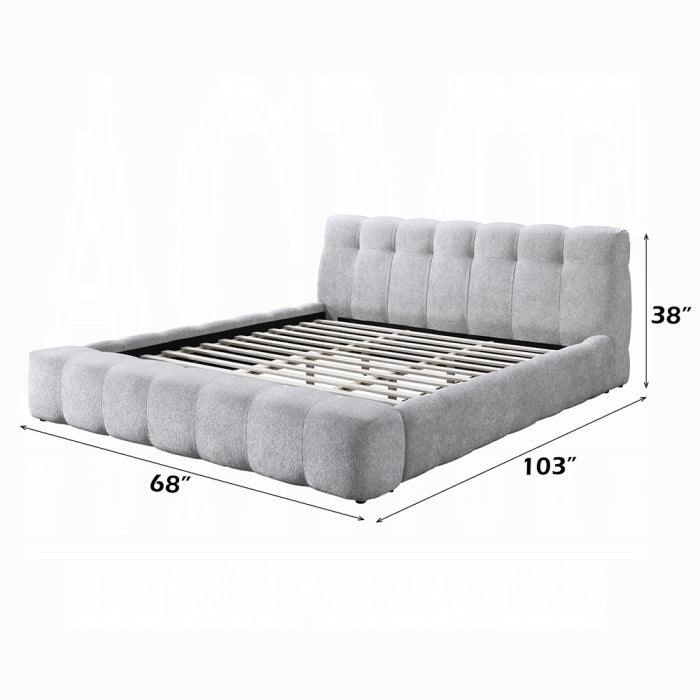 Acme BD05862Q Hannah grey chenille fabric upholstered queen platform bed set