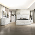 Acme BD05882-4PC Esther white and silver high gloss finish wood modern queen bedroom set LED accents