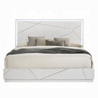 Acme BD05882-4PC Esther white and silver high gloss finish wood modern queen bedroom set LED accents