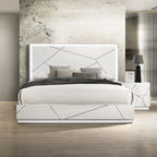 Acme BD05882-4PC Esther white and silver high gloss finish wood modern queen bedroom set LED accents