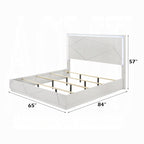 Acme BD05882-4PC Esther white and silver high gloss finish wood modern queen bedroom set LED accents