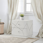 Acme BD05882-4PC Esther white and silver high gloss finish wood modern queen bedroom set LED accents