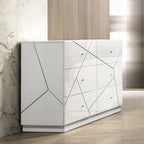 Acme BD05882-4PC Esther white and silver high gloss finish wood modern queen bedroom set LED accents