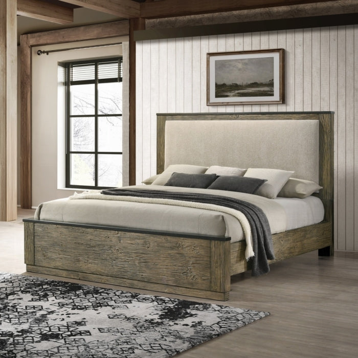 Lance tree bark two tone finish wood queenBedroom Set – BD06002Q-4PC