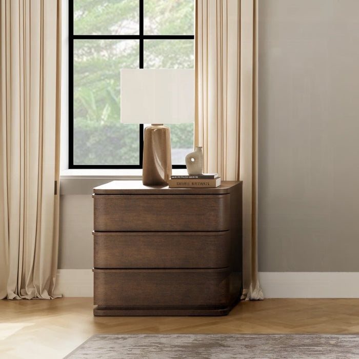 Zoey Brown Oak Wood Cream Linen Fabric Padded Queen Platform Bedroom Set 4-Pc – BD07272Q-4PC