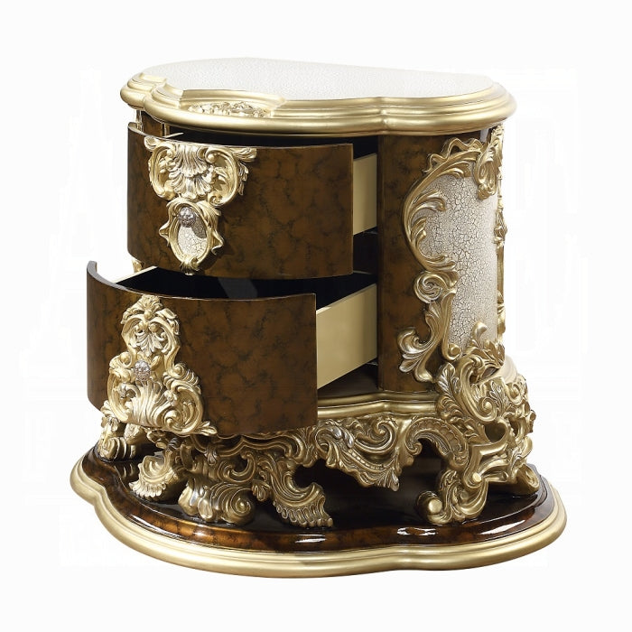 Acme BD20003  Astoria grand Desiderius antique gold finish wood french inspired ornate nightstand