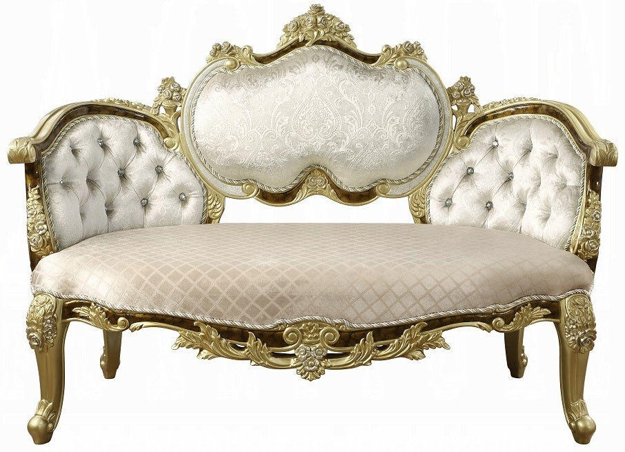 Acme BD20007  Astoria grand Desiderius antique gold finish wood french inspired ornate bedroom entry bench