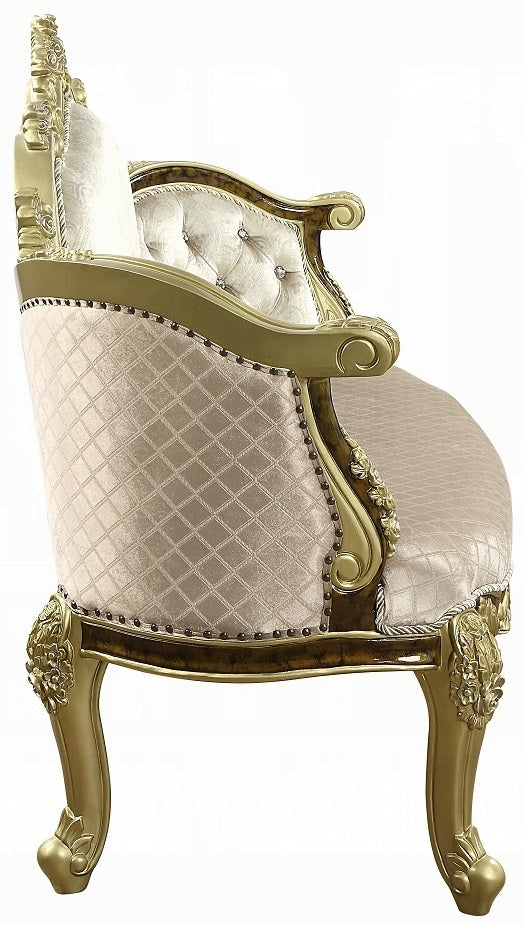 Acme BD20007  Astoria grand Desiderius antique gold finish wood french inspired ornate bedroom entry bench