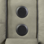 2 pc Bruno two tone grey faux leather power motion sofa and love seat with USB charging, LEDS , cup holders bluetooth speakers