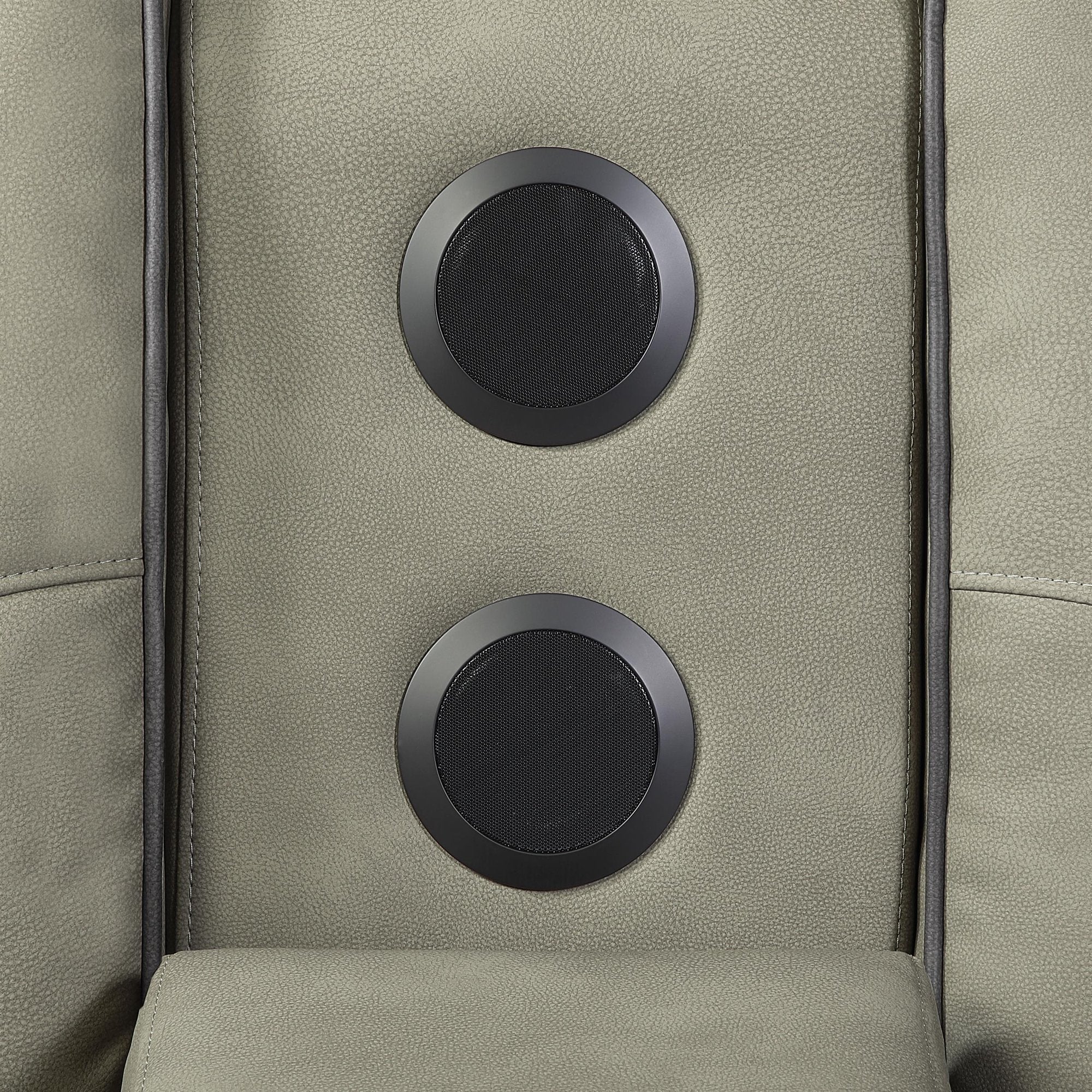 2 pc Bruno two tone grey faux leather power motion sofa and love seat with USB charging, LEDS , cup holders bluetooth speakers