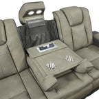 2 pc Bruno two tone grey faux leather power motion sofa and love seat with USB charging, LEDS , cup holders bluetooth speakers