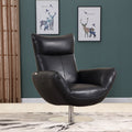 Global United C74-Black Orren ellis amador Divanitalia mid century modern black top grain italian leather accent chair