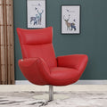 Global United C74-Red Orren ellis amador Divanitalia mid century modern red top grain italian leather accent chair