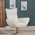 Global United Amador DivanItalia Mid-Century Modern White Top Grain Italian Leather Accent Chair – C74-White