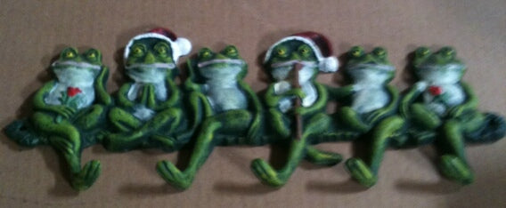 Cast iron christmas frog hook wall hanger