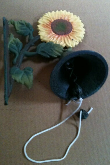 Cast iron sunflower bell wall hanger