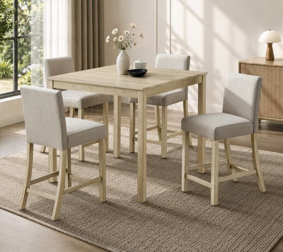 Best Master 5-Piece Light Oak 39" Square Counter Height Dining Table Set – CD075CH5