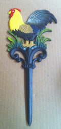 Cast iron rooster garden stake