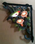 Cast iron multi colored hummingbirds wall and plant hanger
