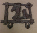 Cast iron horse cowboy hat and boot double hook wall hanger