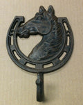 Cast iron horse face/horse shoe single hook wall hanger