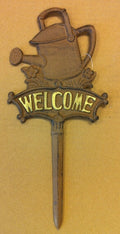 Cast iron welcome water bucket garden stake